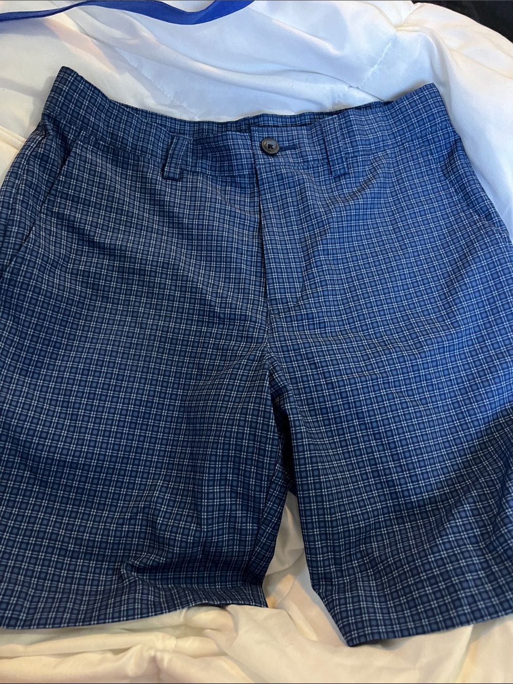 PGA Tour Blue Plaid Kids Golf Shorts